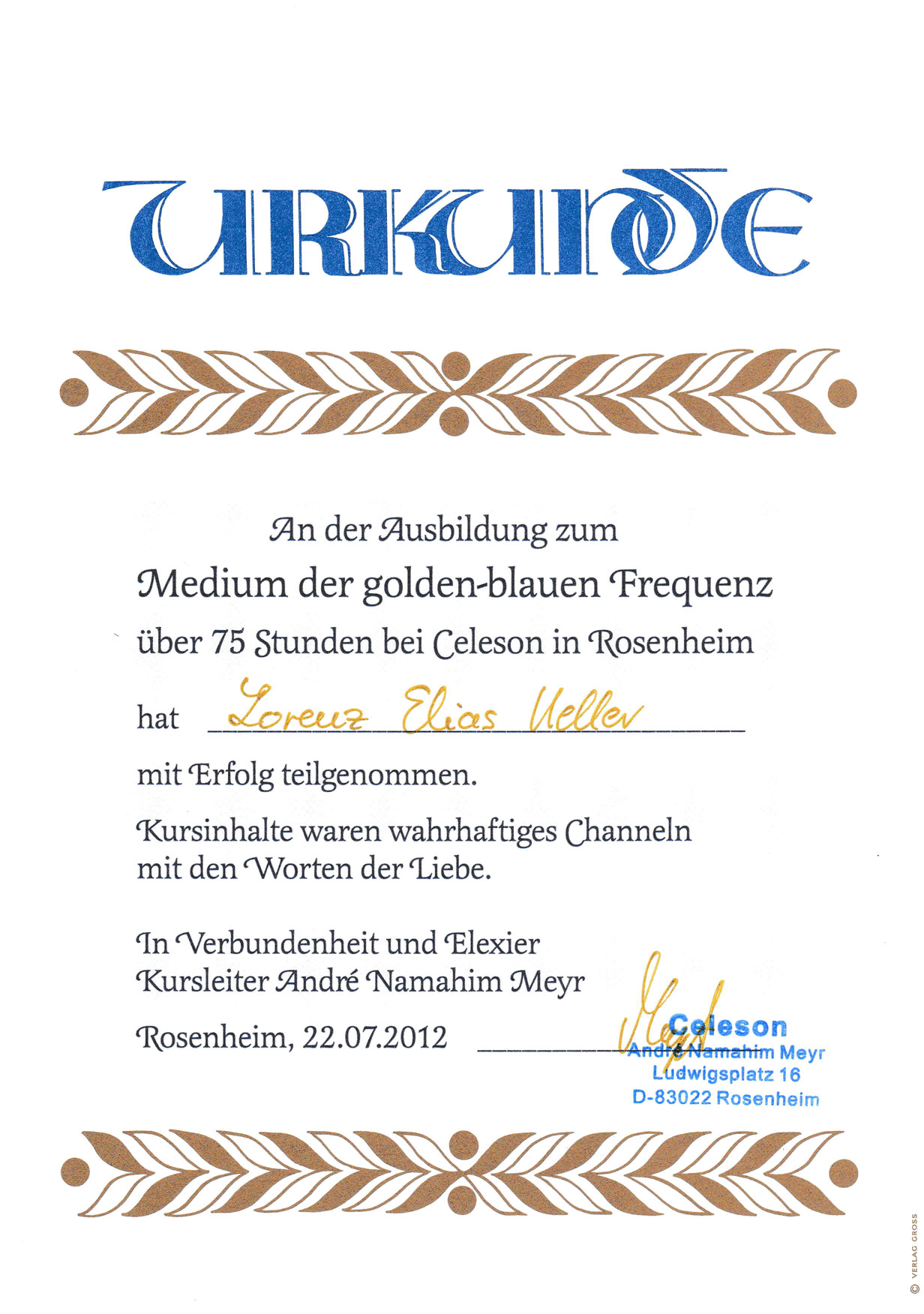Medium gold-blaue Frequenz